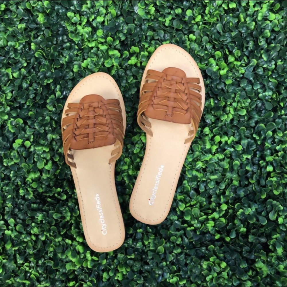 Boutique Leather Slide Sandals NWT